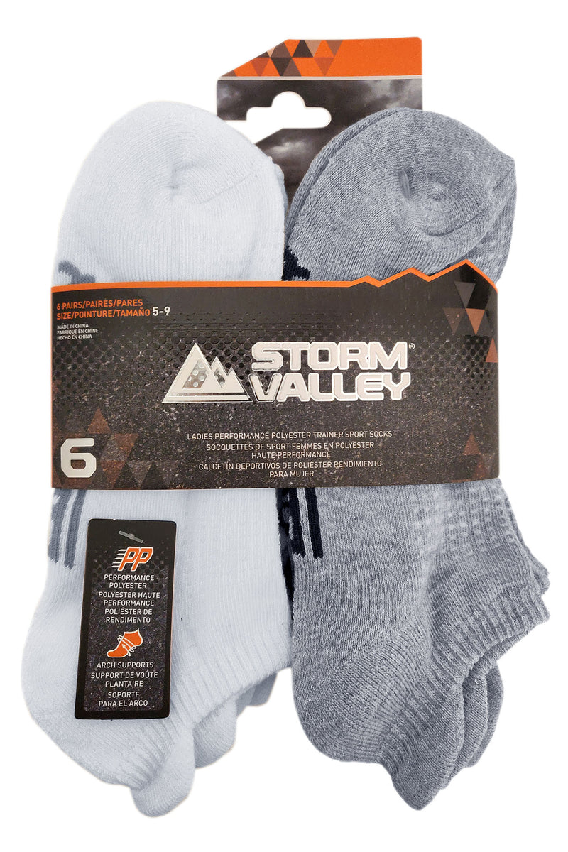 Storm Valley Women's Trainer Sports Sock White/Grey - Packaging