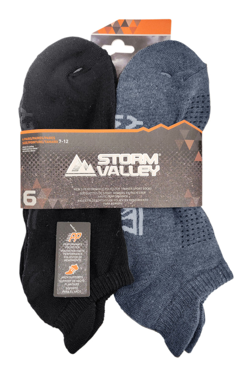 Storm Valley Men's Trainer Sports Sock Black/Charcoal - Packaging