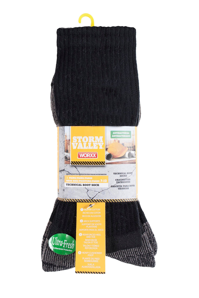 Storm Valley Men's Midweight Cushion Technical Work Sock Black - Packaging
