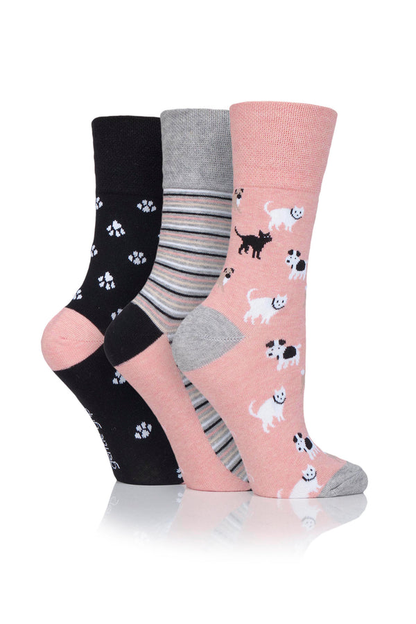 Gentle Grip Women's Pets Novelty Crew Sock Blush