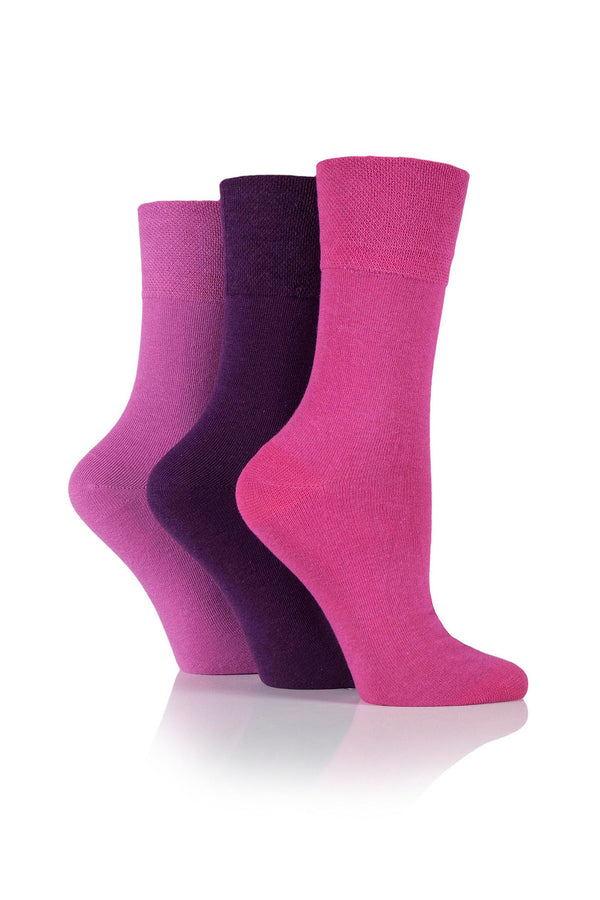 Gentle Grip Women's Cotton Diabetic Crew Sock Pink/Purple