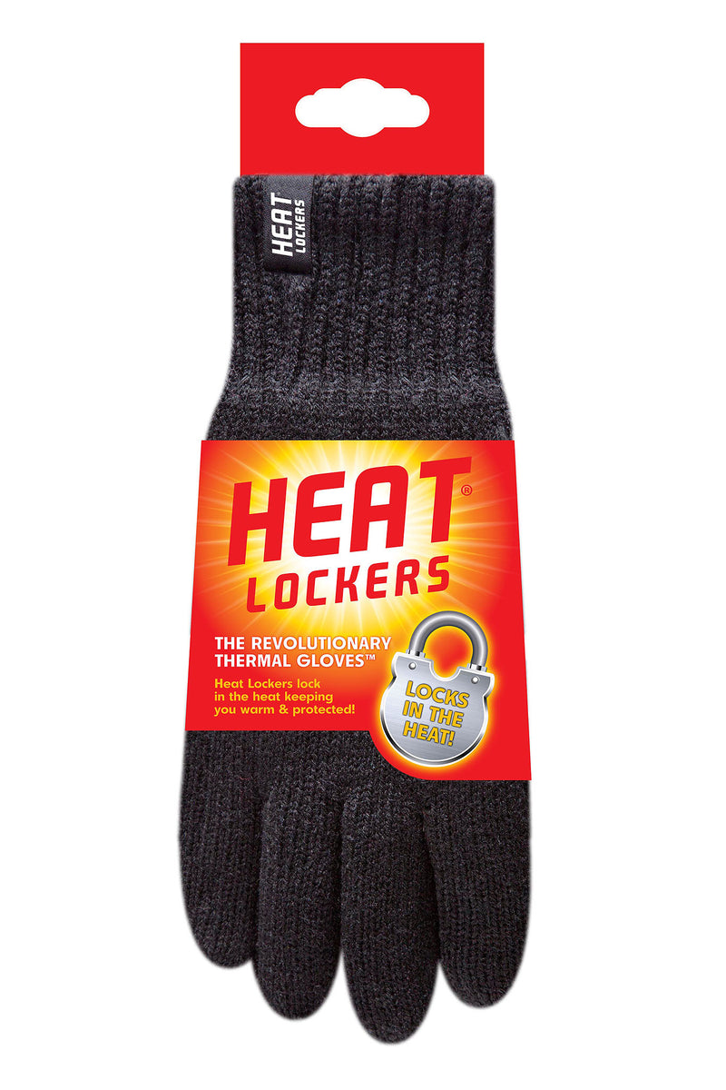 Heat Lockers Men's Flat Knit Thermal Gloves Black - Packaging