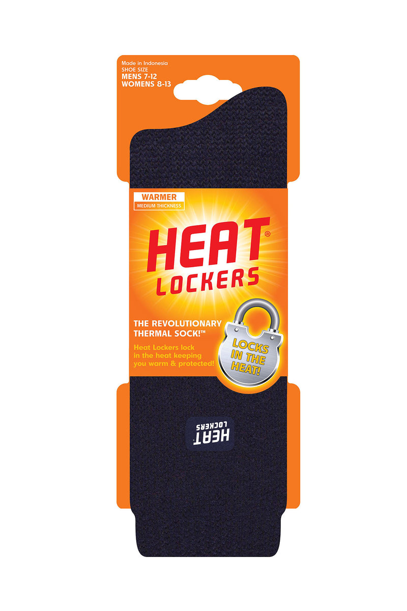 Heat Lockers Men's WARMER Solid Thermal Crew Sock Navy - Packaging