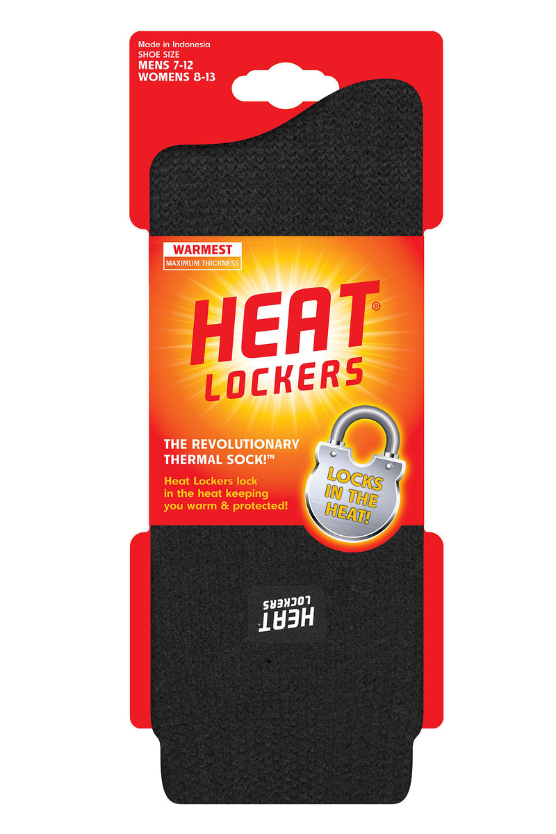 Heat Lockers Men's WARMEST Solid Color Thermal Crew Sock Black - Packaging