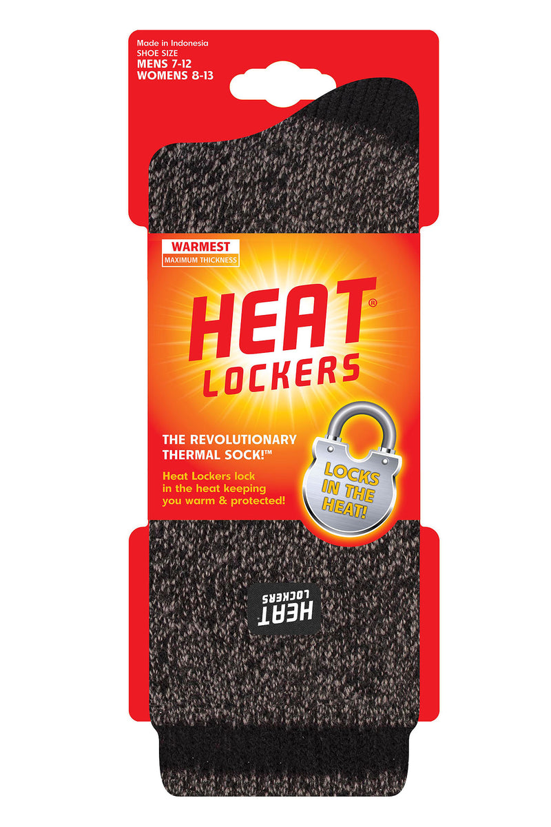 Heat Lockers Men's WARMEST Thermal Twist Crew Sock Black/Grey - Packaging