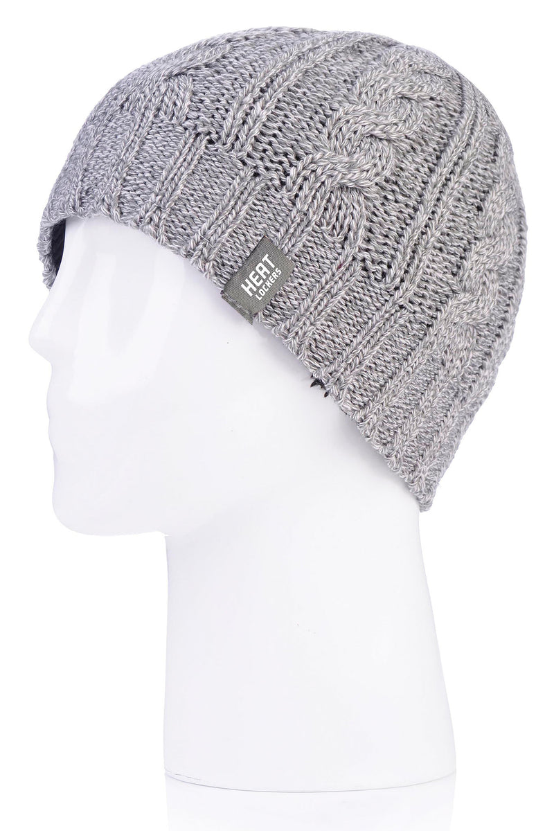 Heat Lockers Women's Cable Knit Thermal Hat Cloud Grey