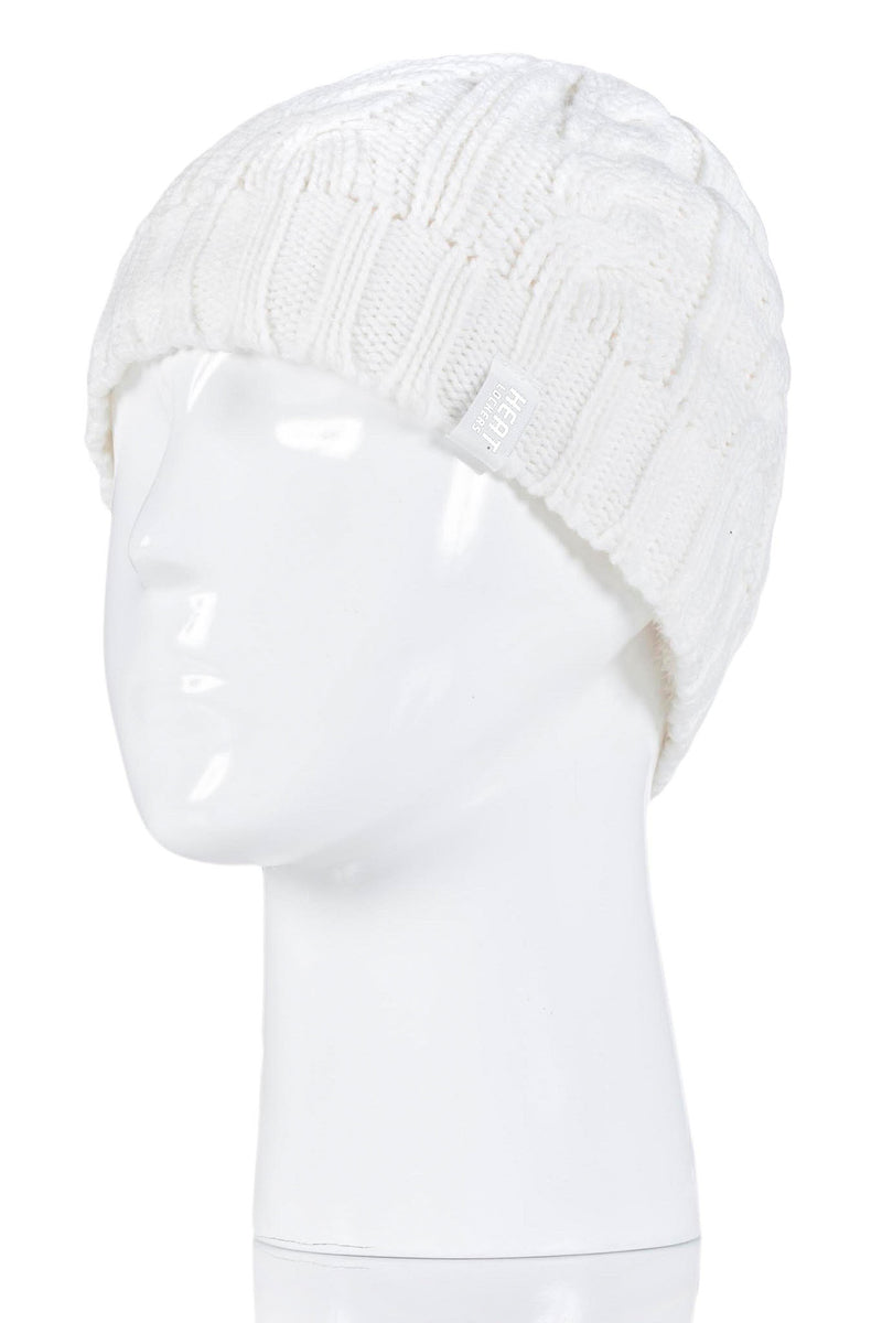 Heat Lockers Women's Cable Knit Thermal Hat Cream
