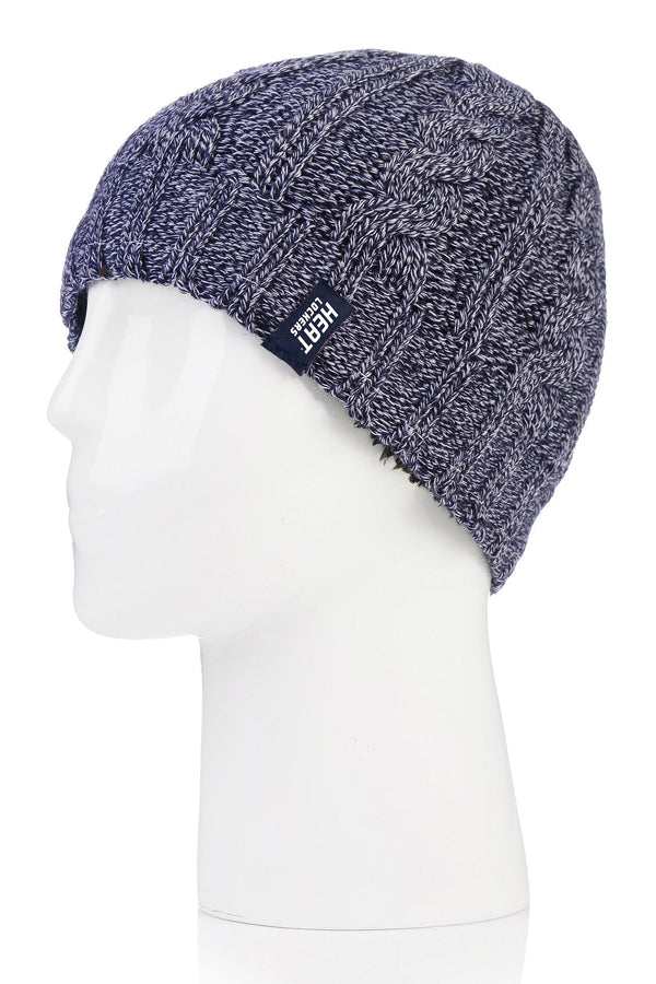 Heat Lockers Women's Cable Knit Thermal Hat Navy