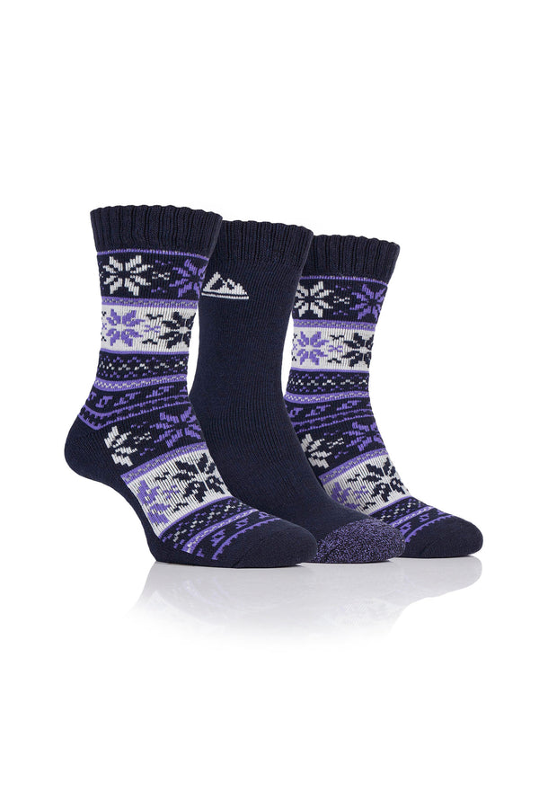 Storm Valley Women's Performance Polyester Fairisle Boot Sock Navy/Purple