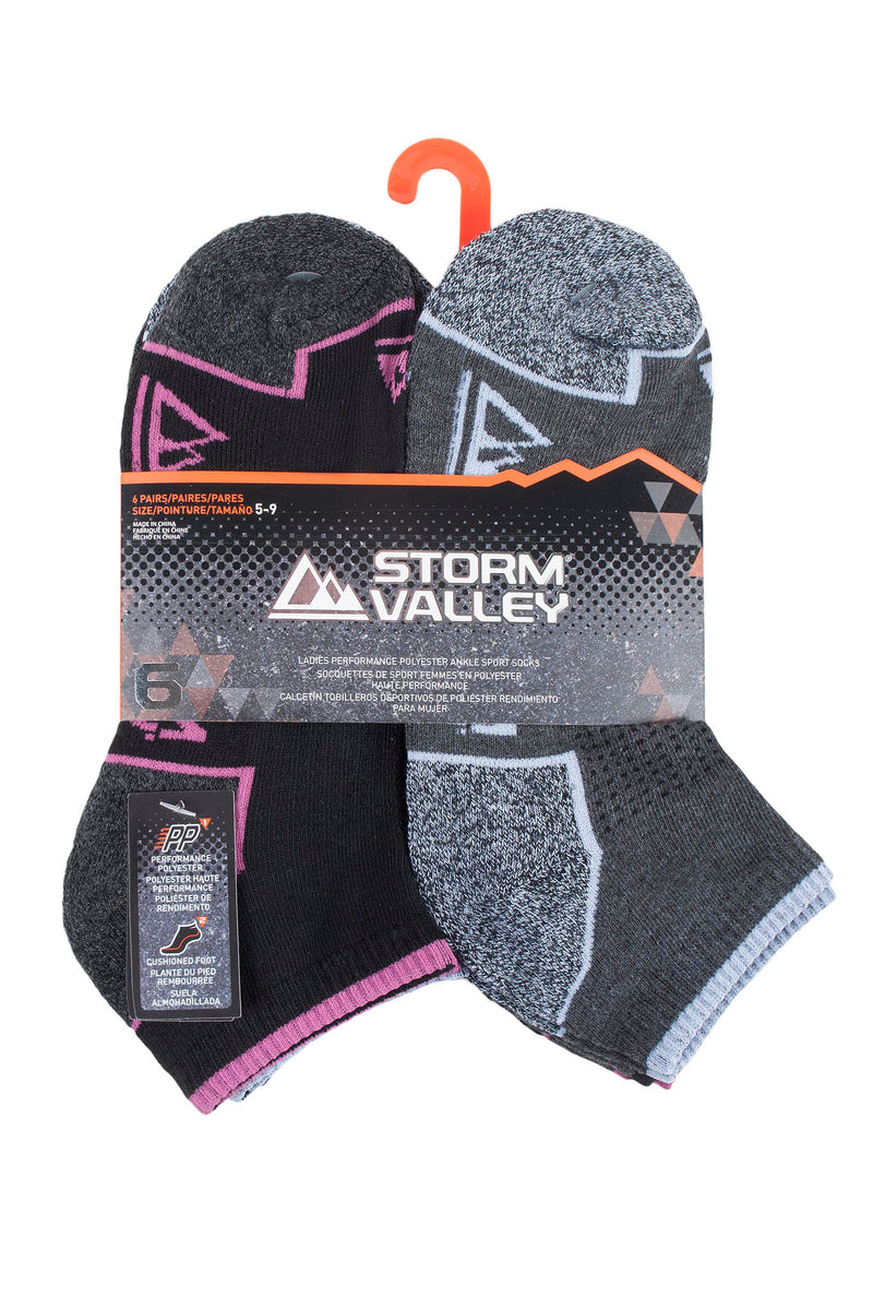 Storm Valley SVLS042 Women's Ankle Sport Sock Black/Charcoal - Packaging
