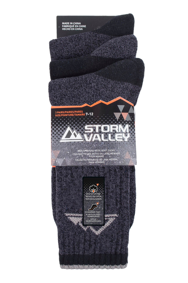 Storm Valley SVMS032 Men's Marl Boot Sock Black/Grey - Packaging