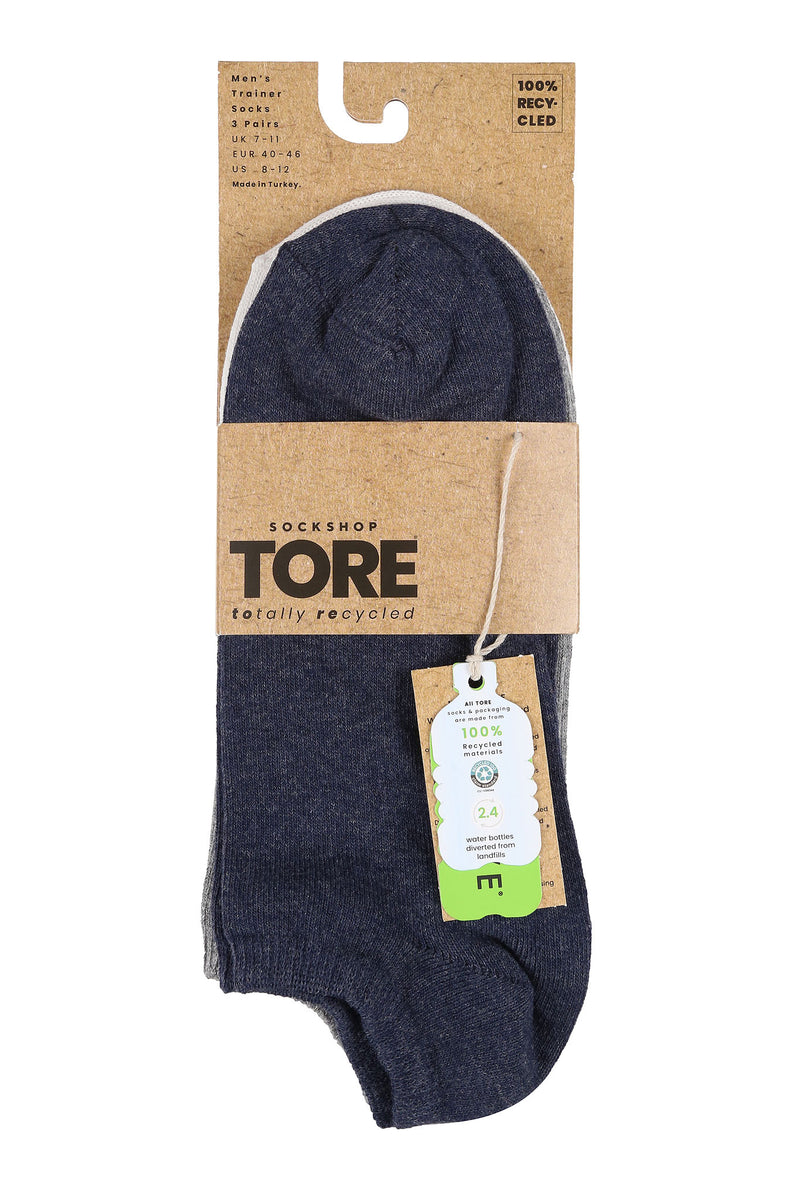 TORE V3100 Men's Recycled Fashion Trainer Sock Blue/Grey/White - Packaging