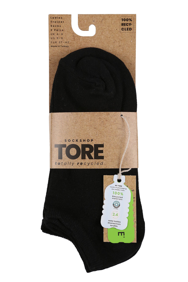 TORE W3000 Women's Recycled Trainer Sock Black - Packaging
