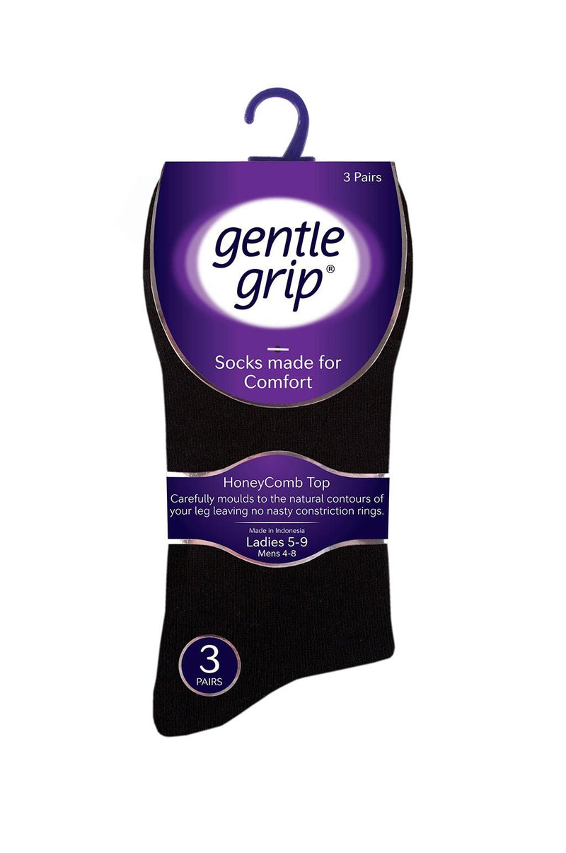 Gentle Grip Women's Solid Black Crew Sock - Packaging