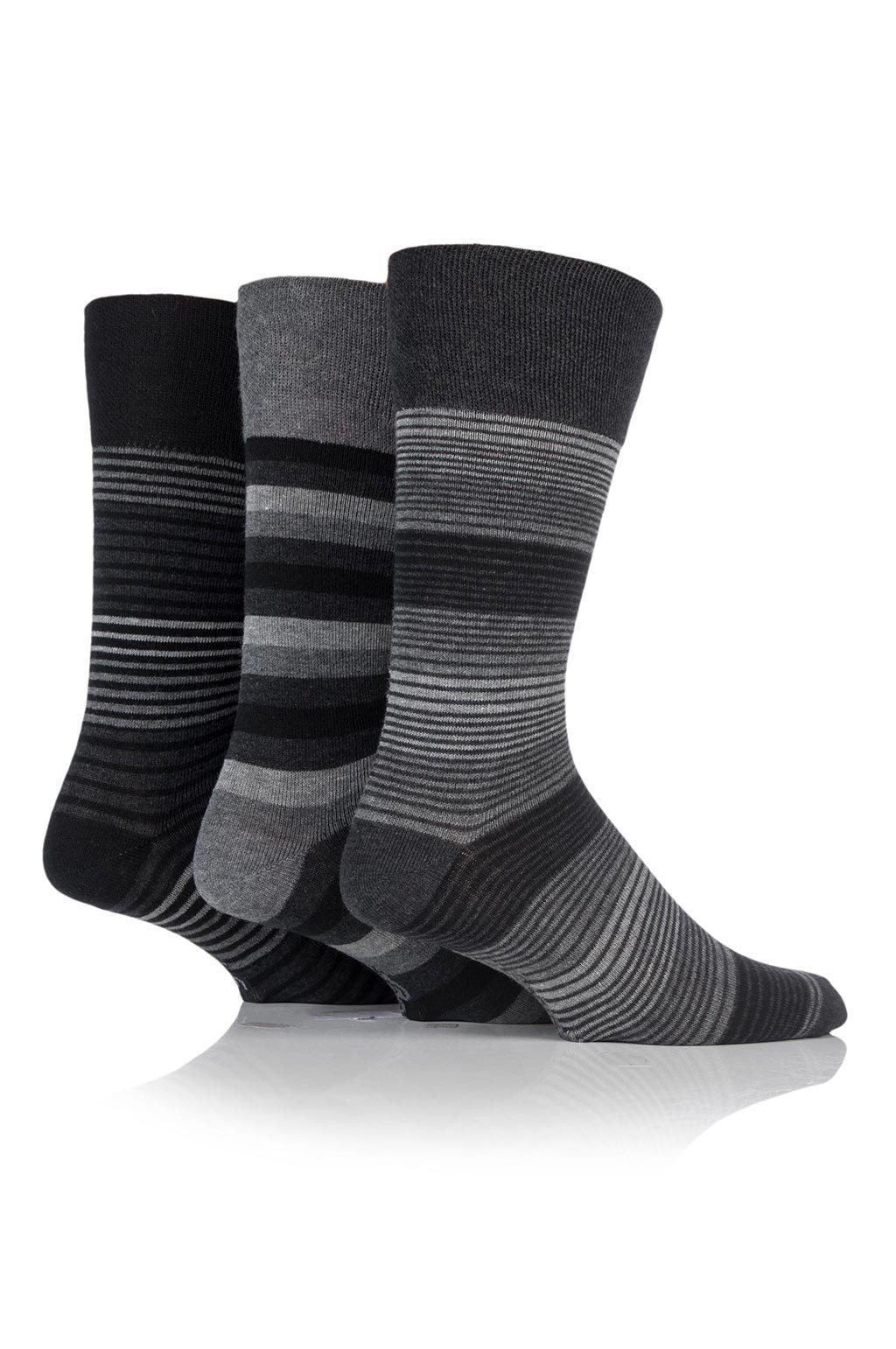 Men's Striped Socks, Grey Socks With Black Stripes, Cotton Socks