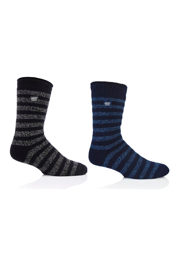 Men's Warmest Heavy Weight Twist Stripe Crew Socks 2 pair pack