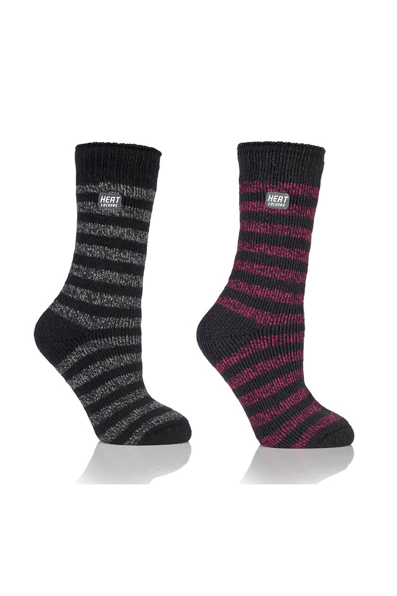 Women's Warmest Twist Stripe Crew Socks 2 pair pack