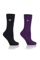 Women's WARMER Mid Weight Solid Color Crew Socks 2 pair pack