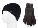 Women's Rib Knit Hat & Flat Knit Basic Glove Set