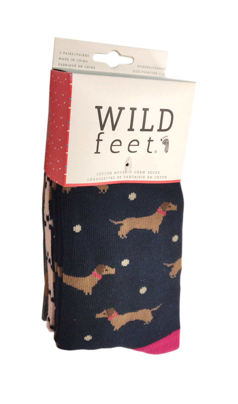 Women's Weiner Dog Crew Sock - 3 Pair Pack