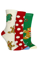 Women's Gingerbread Cookie Crew Socks - 3 Pair Pack