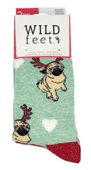 Women's Women's Reindeer Pug Crew Socks - 3 Pair Pack