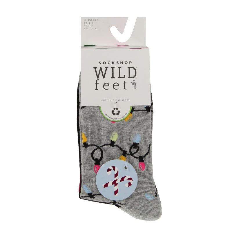 Women's Festive Lights Crew Socks - 3 Pair Pack