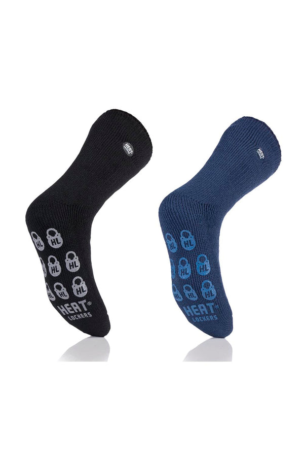 Men's Warmest Solid Crew Slipper Socks 2 pair pack