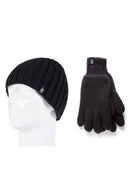 Men's Rib Knit Hat & Flat Knit Basic Glove Set