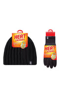 Men's Rib Knit Hat & Flat Knit Basic Glove Set