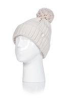 Women's 2x2 Rib Roll Up Hat with Pom