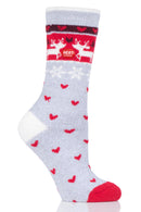 Women's WARM Light Weight Festive Reindeer Crew Sock