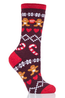 Women's WARM Light Weight Festive Gingerbread Crew Sock