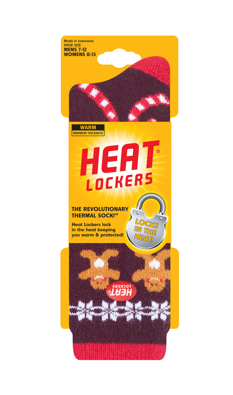 Women's WARM Light Weight Festive Gingerbread Crew Sock
