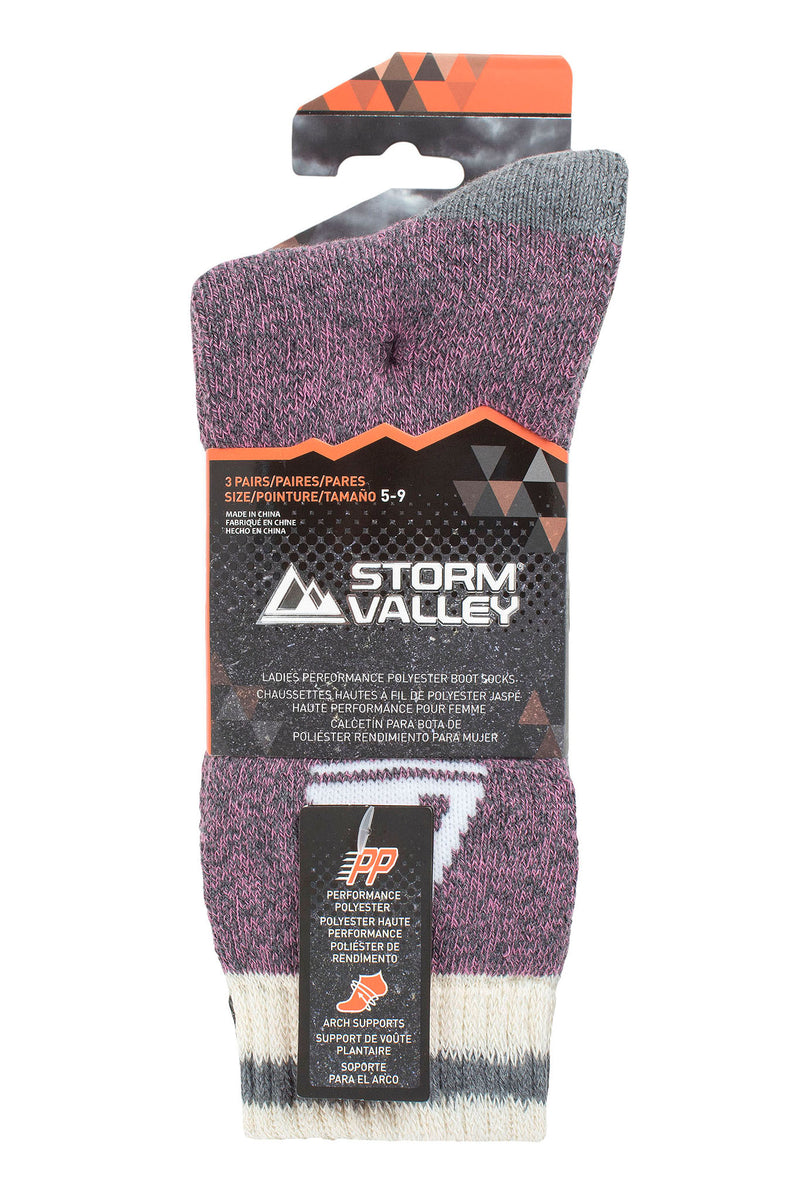 Storm Valley Women's Performance Polyester Marl Boot Sock Slate/Cream - Packaging