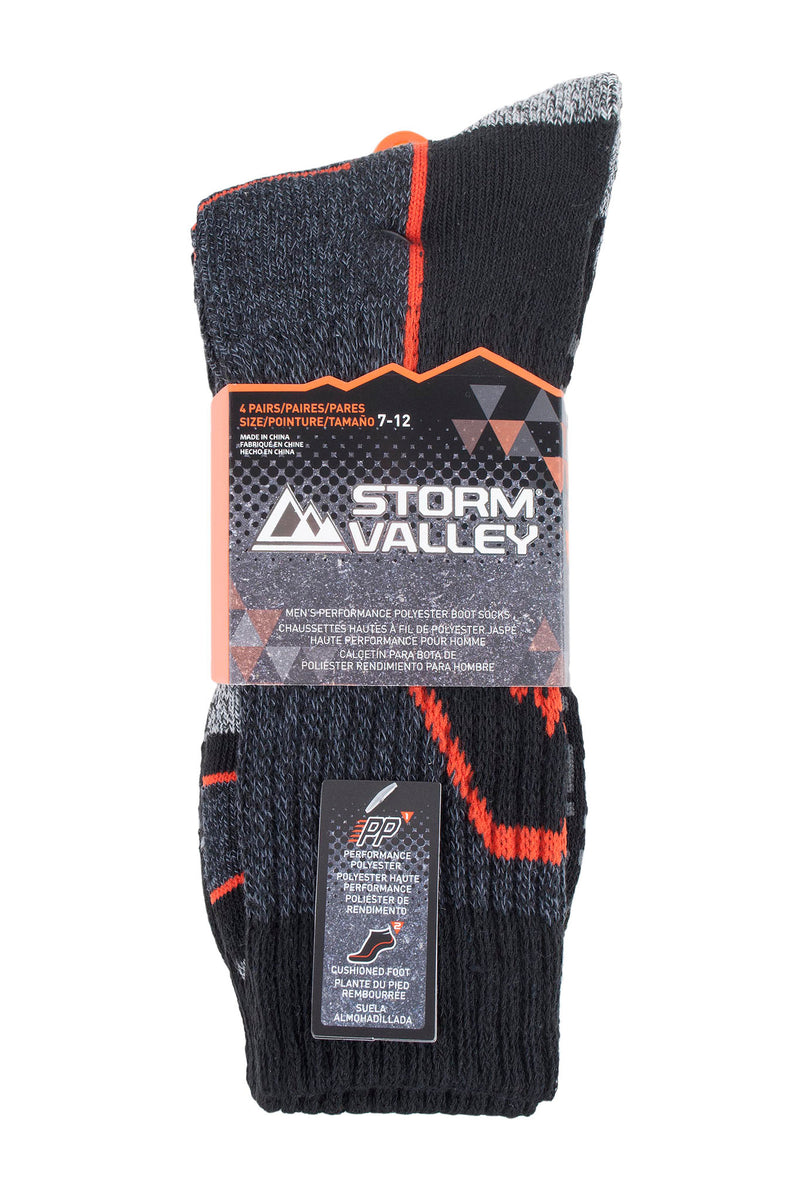 Storm Valley Men's Performance Polyester Ribbed Leg Boot Sock Black/Amber - Packaging
