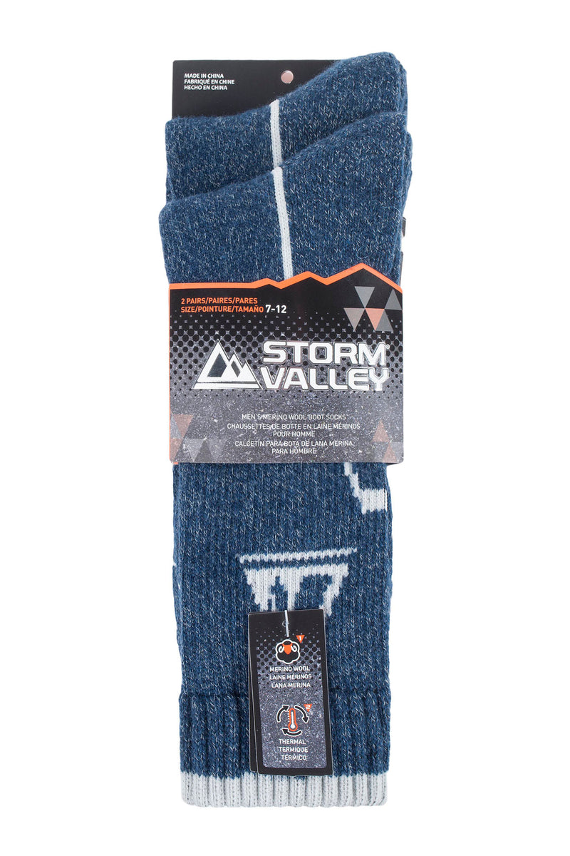 Storm Valley Men's Merino Wool Boot Sock Navy/Grey - Packaging