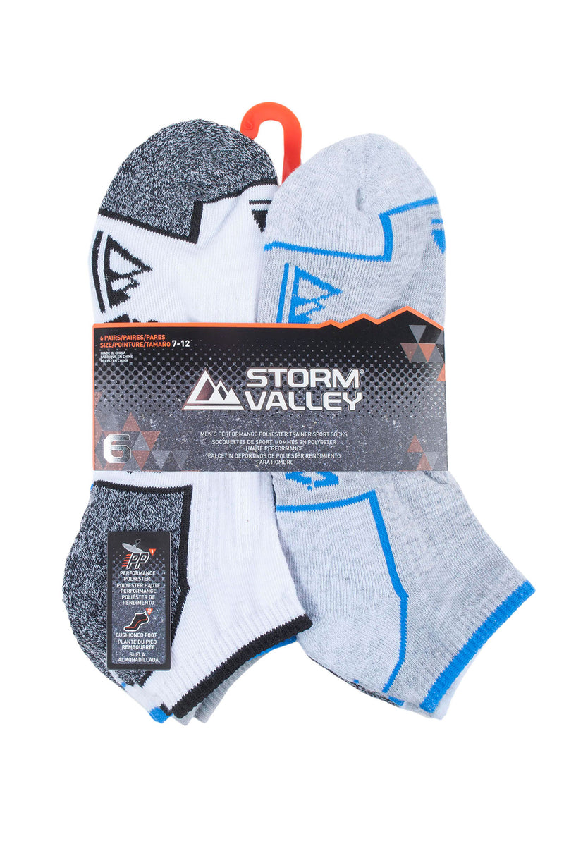 Storm Valley Men's Trainer Sports Sock White/Grey - Packaging