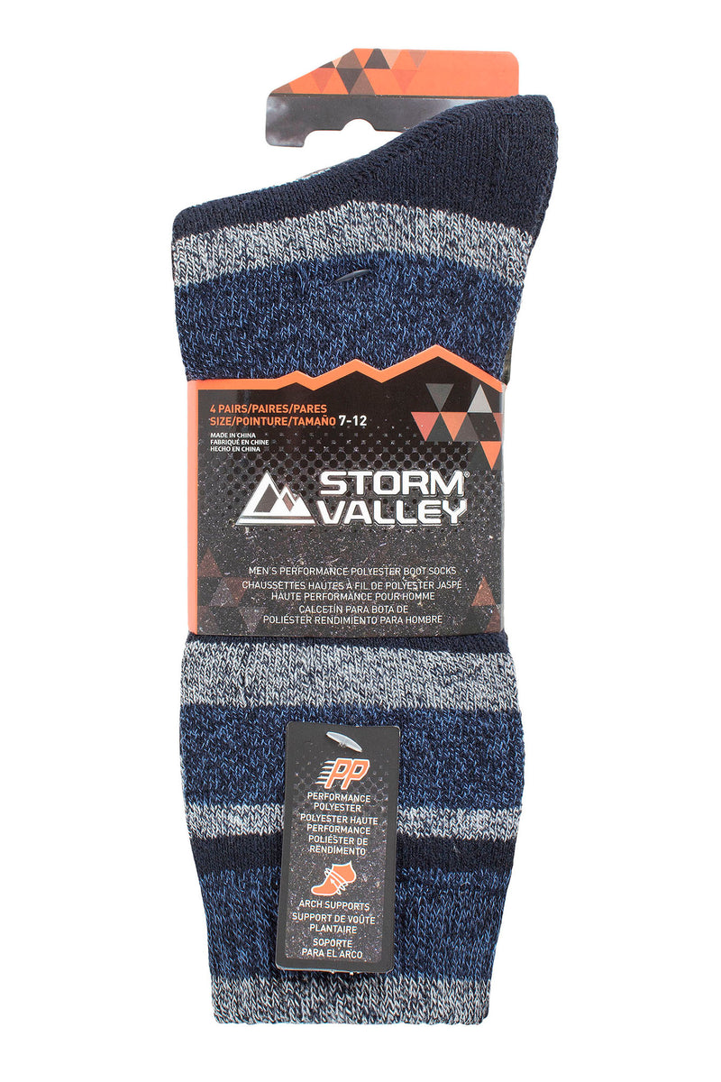 Storm Valley Men's Performance Polyester Stripe Boot Sock Navy/Grey - Packaging