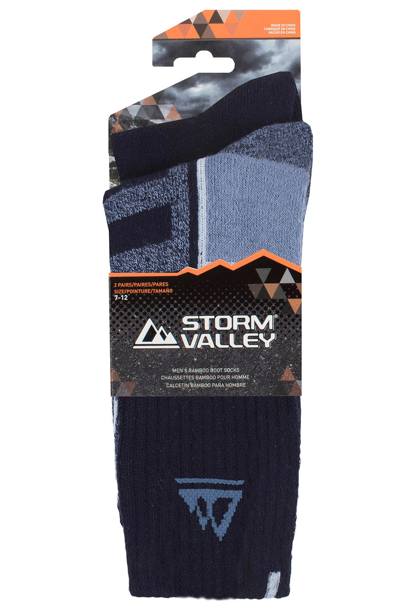 Storm Valley Men's Breathable Bamboo Boot Crew Sock Navy/Blue - Packaging