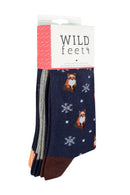 Wildfeet Women's Baby Fox Crew Sock Navy/Pink - Packaging