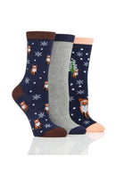 Wildfeet Women's Baby Fox Crew Sock Navy/Pink