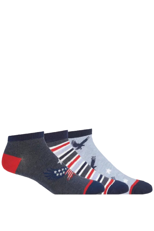 Men's Americana Patriotic Eagles Bamboo Low Cut Socks - 3-pair pack