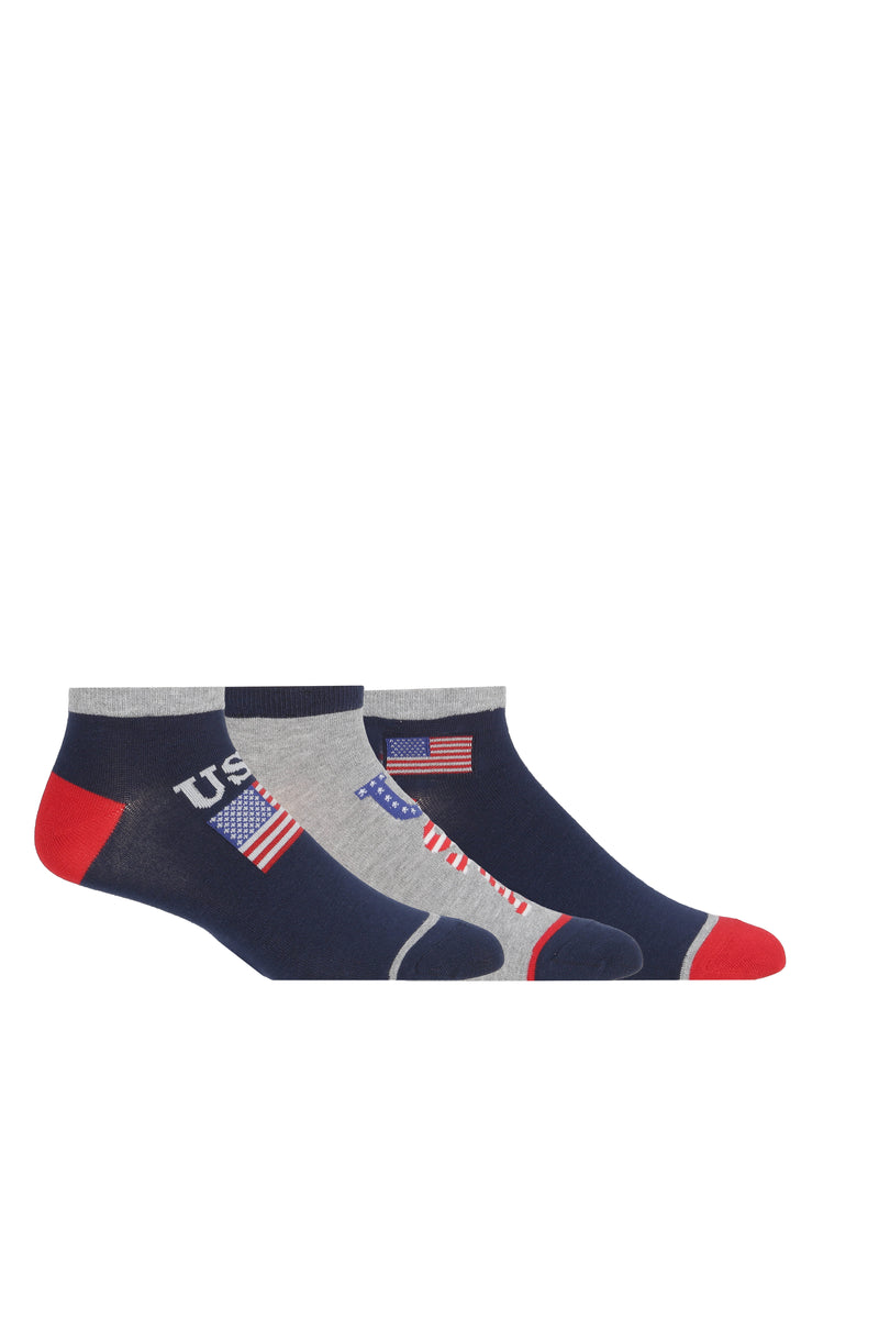 Men's Americana Usa Flag Bamboo Low Cut Socks - 3-pair pack