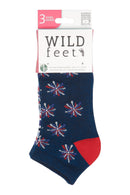 Women's  Americana Fireworks Bamboo Low Cut Socks - 3 Pair Pack