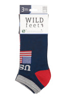 Men's Americana Usa Flag Bamboo Low Cut Socks - 3-pair pack
