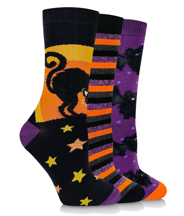 Women's Scaredy Cat Crew Socks - 3 Pair Pack