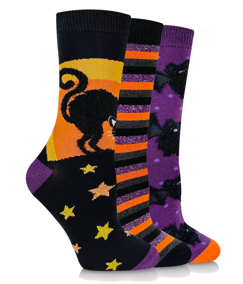 Women's Scaredy Cat Crew Socks - 3 Pair Pack
