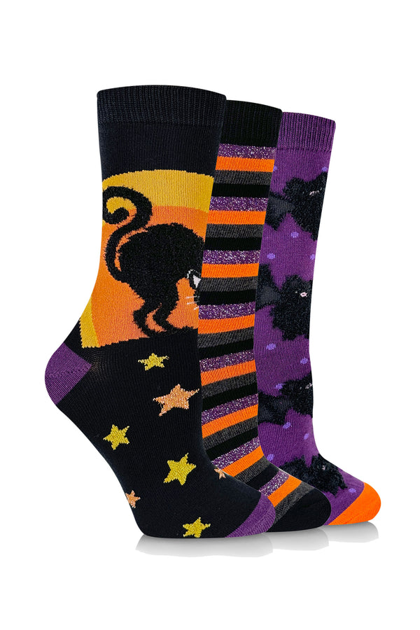 Women's Scaredy Cat Crew Socks - 3 Pair Pack