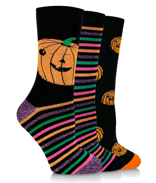 Women's Jack-O-Lantern Crew Sock - 3 Pair Pack